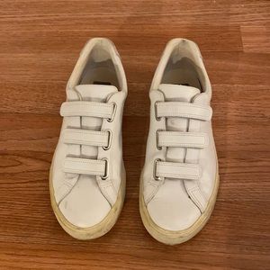 Veja Sneakers, white smooth leather, velcro closure, size women’s 9